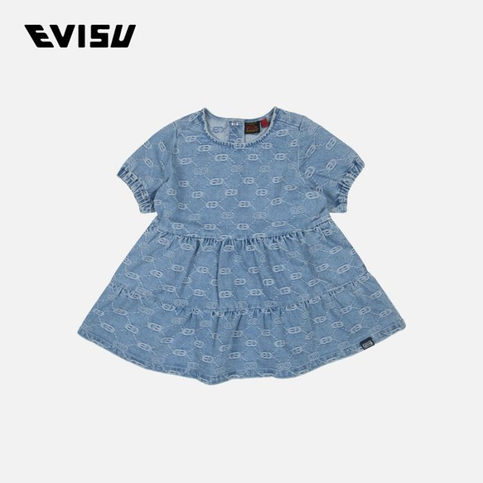 EVISU  24SS童装满地商标提花常规版型连衣裙 2ESKZG4DR4567XXDPINDA