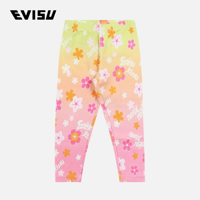 EVISU  24SS童装满地樱花印花常规版型休闲针织内搭裤 2ESKZG4LG4579XXSNPNKA