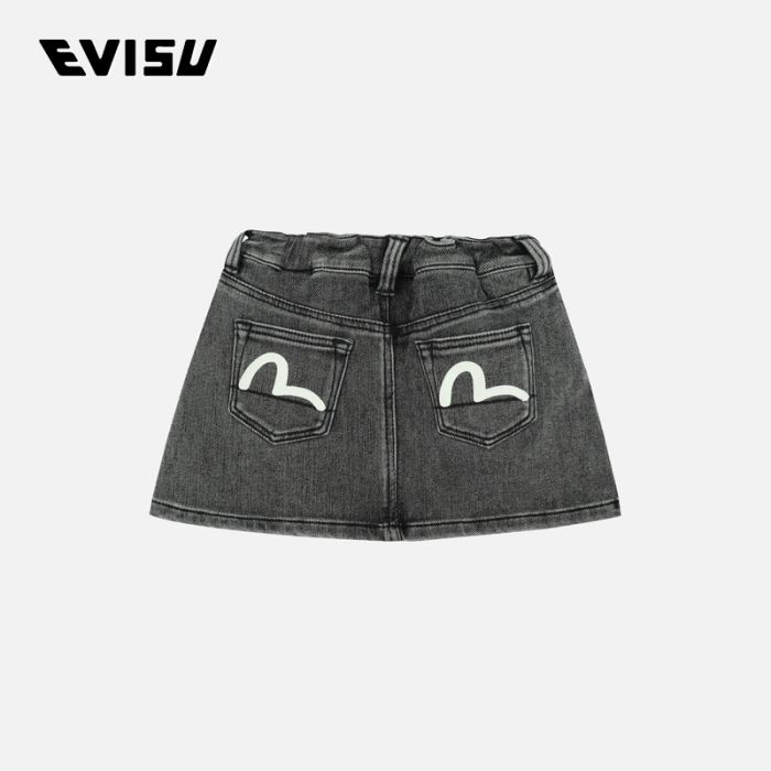 EVISU  24SS童装海鸥印花常规版型牛仔短裙 2ESKZG4SK4583XXDPGYDD