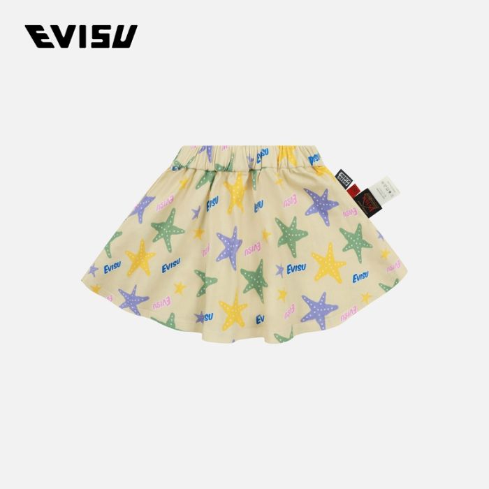 EVISU  24SS童装满地商标和海星印花常规版型短裙 2ESKZG4SK4593XXCTECUA