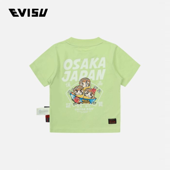 EVISU  24SS童装商标和达摩章鱼烧印花常规版型T恤 2ESKZG4TS4591XXCTGRNL