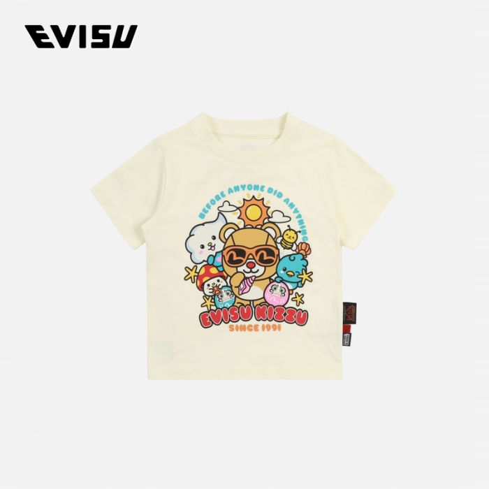 EVISU  24SS童装KIZZU Crews 印花常规版型T恤 2ESKZG4TS4592XXCTWHTO