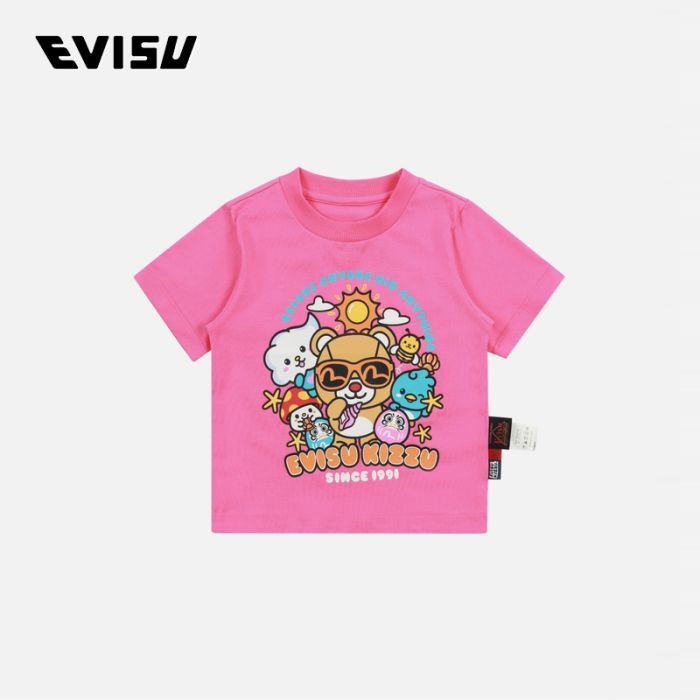 EVISU  24SS童装KIZZU Crews 印花常规版型T恤 2ESKZG4TS4592XXCTFUSX