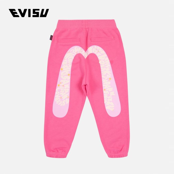 EVISU  23AW童装标语大M印花直筒运动裤 2EWKZG3SP4580XXCTPINK